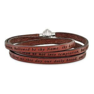 UNISEX Leather Bracelet Wrap Lord's Prayer